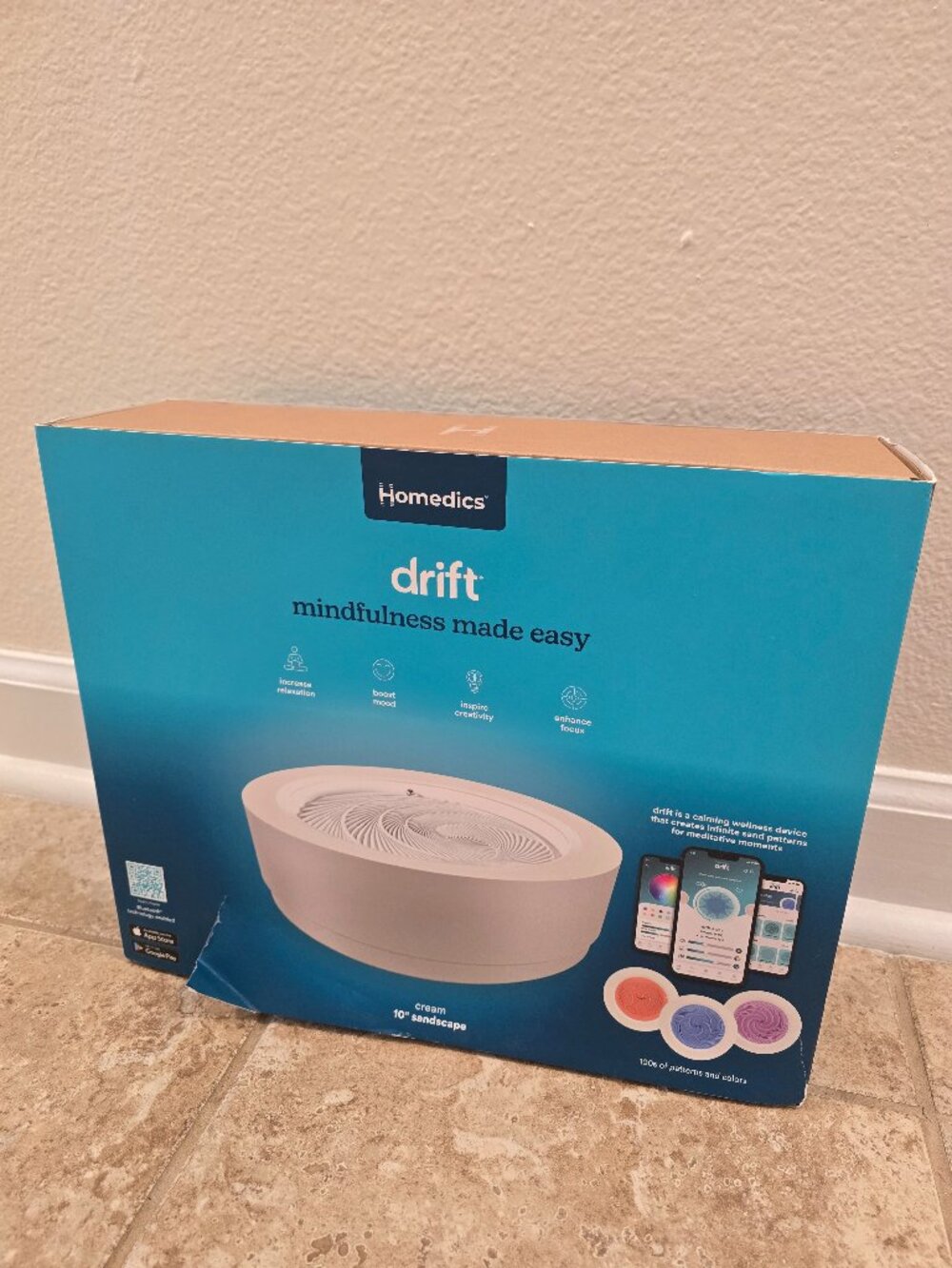 Brand New - HoMedics Kinetic Sand Table - 10" White/Cream